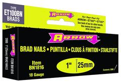 Arrow BN1816BCS 18-Gauge Steel Brad Nails for Molding, Cabinets, Framing, Trim, and Finishing, Safe to Use with Electric or Battery Powered Nailers, Brown, 1 Inch, 2000 Pack