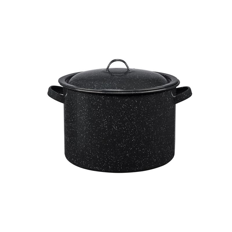 Granite Ware 7.5-Quart Stew Pot with Glass Coating - Chip-Resistant, Non-Porous, Naturally Non-Stick Steel Core Pot for Even Heat Distribution - Great for Stews, Sous Vide Cooking (Speckled Black)