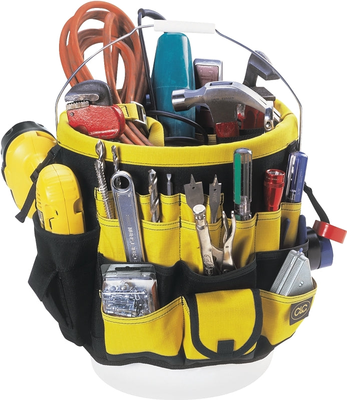 Custom Leathercraft4122 In & Out Bucket, 61 Pocket, Black/Yellow