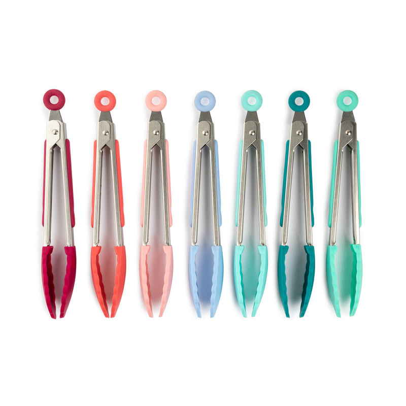 Core Kitchen 6036927 Silicone & Stainless Steel Mini Locking Tongs Assorted Color - Case of 18