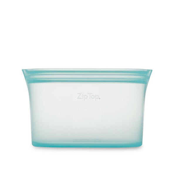 Zip Top Reusable Food Storage Bags | Medium Dish [Teal] | Silicone Meal Prep Container | Microwave, Dishwasher and Freezer Safe | Made in the USA Z-DSHM-03
