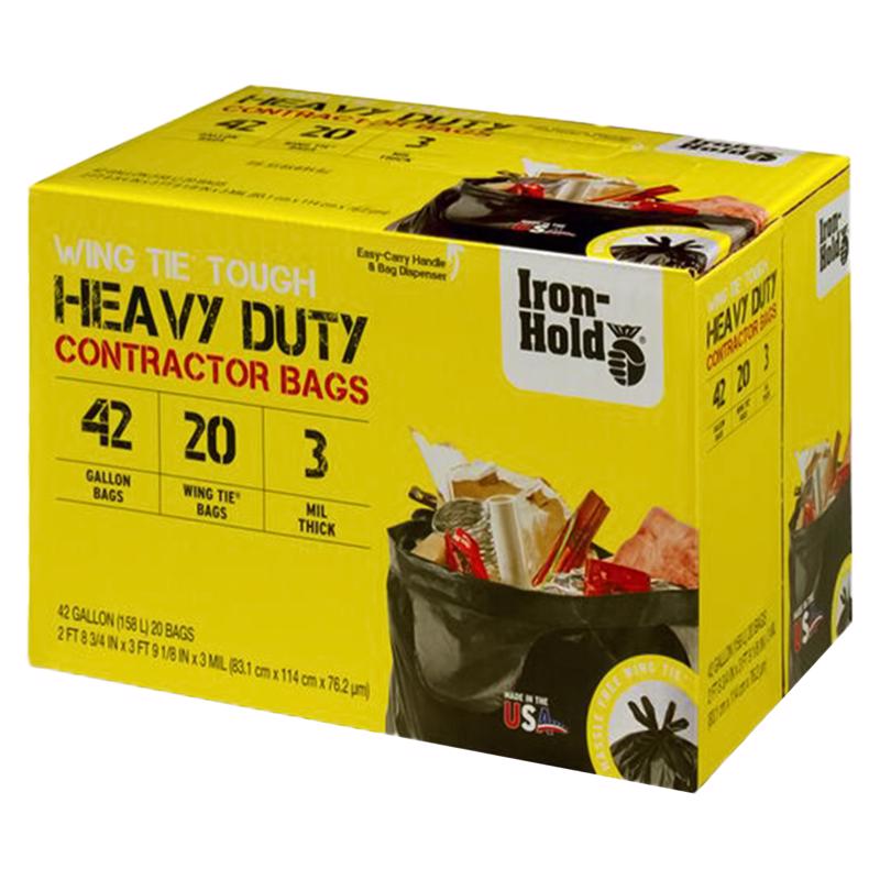 Iron Hold 42 gal. Contractor Bags Twist Ties 20 pk - Case of: 4; Each Pack Qty: 20; Total Items Qty: 804