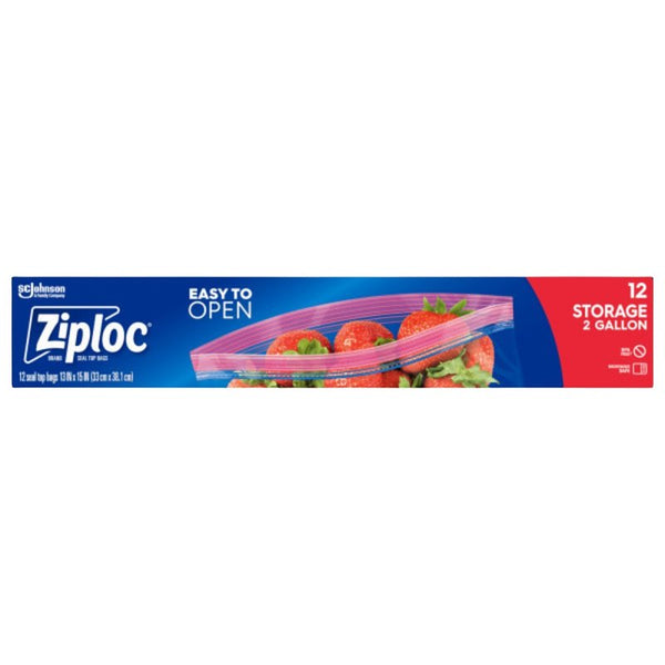 SC Johnson Ziploc Storage Bags Two Gallon, 12 ct 01143