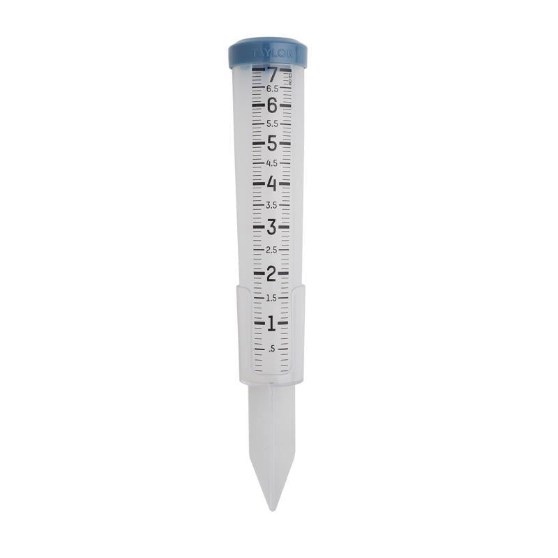 Taylor Capacity Break and Freeze Proof Flexible Silicone Rain Gauge, Measure and Monitor Precipitation, Easy to Read for Backyard, Patio, Garden, and Lawn, Post Mount or Ground Stake, 7-inch, Teal
