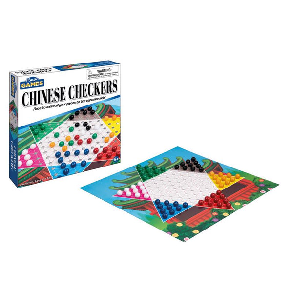 Playmaker Toys Chinese Checkers Strategic Jumping Game in a Compact Box, 8-inch Square, Interactive Toy 11116