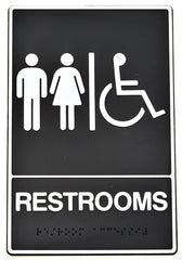 Hy-Ko DB-5 Braille Restroom Sign - Black