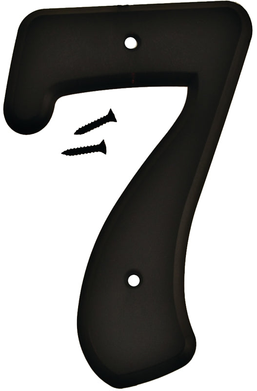 Hy-Ko Products 30207 Plastic House Number 7 (SEVEN) 6" High, Black, 1 Piece