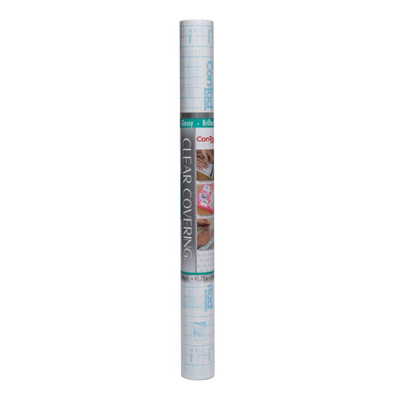 Con-Tact Brand Creative Clear Covering, Versatile and Self-Adhesive Shelf Liner, Ideal Privacy Film, Protective Clear Vinyl, 18'' x 16', Glossy