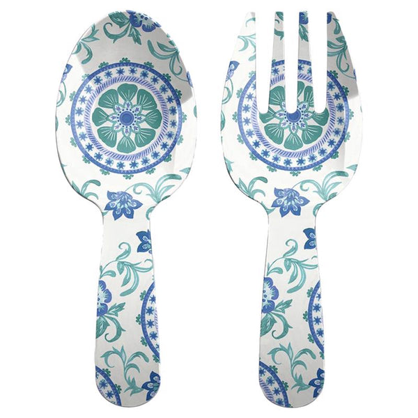 TarHong 6060399 Multicolored Melamine Artisan Salad Server, 2 Piece PTSS7106SFFL