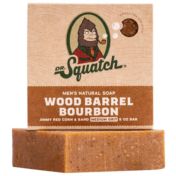 Dr. Squatch All Natural Bar Soap for Men with Medium Grit, Wood Barrel Bourbon 5 Ounce (Pack of 1) RTLBARWBB-6-6