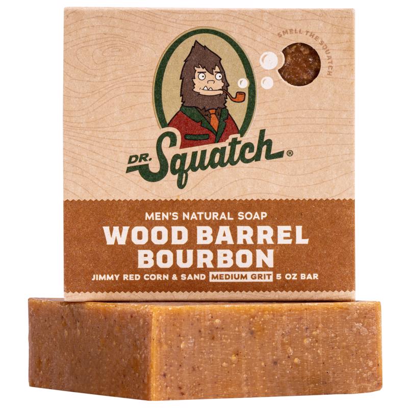 Dr. Squatch All Natural Bar Soap for Men with Medium Grit, Wood Barrel Bourbon 5 Ounce (Pack of 1)