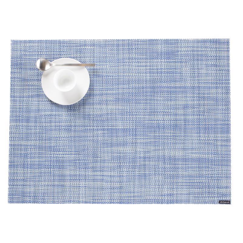 Chilewich Mini Basketweave Placemat 0025-MNBK-TURQ, 19" x 14", Chambray