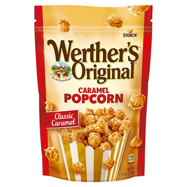 Werther's Original Caramel Popcorn - Gourmet Sweet Popcorn, Caramel Flavored, for Gifting, Snacks, and Holidays, Resealable Pouch - 5.29 Oz Bag (Pack of 1) 138290