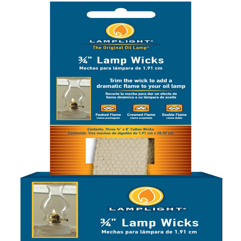 Lamplight Replacement Cotton Flat Wick - 3/4", 3pk