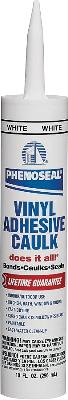 Dap Phenoseal Does It All Vinyl Adhesive Caulk, White, 10 oz (5113600005)