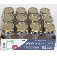 Superb 6081569 16 oz Regular Mouth Canning Jar - Pack of 12 90325