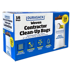 DURASACK Contractor Bags Heavy Duty 40-Gallon Reusable White Woven Polypropylene Contractor Garbage Bags, Pack of 16 LAM-3045DS2