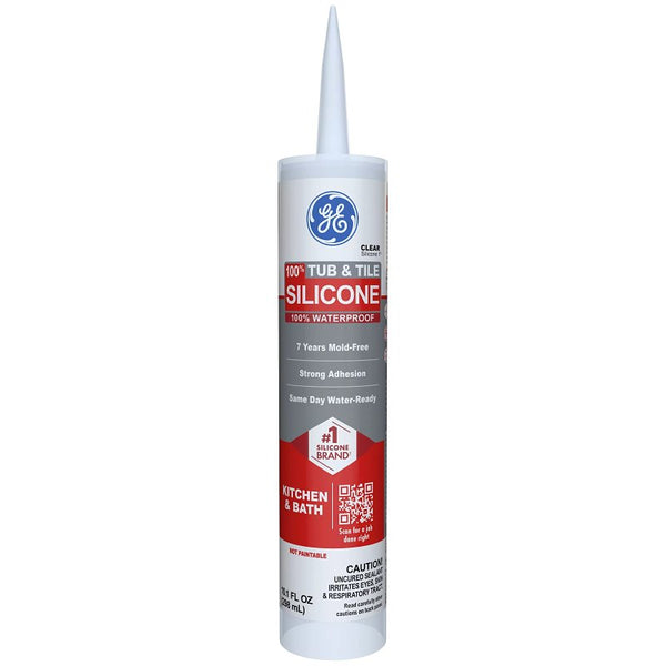 GE Sealants & Adhesives GE612 Tub & Tile Silicone 1 Sealant, 10.1oz, Clear 2749485