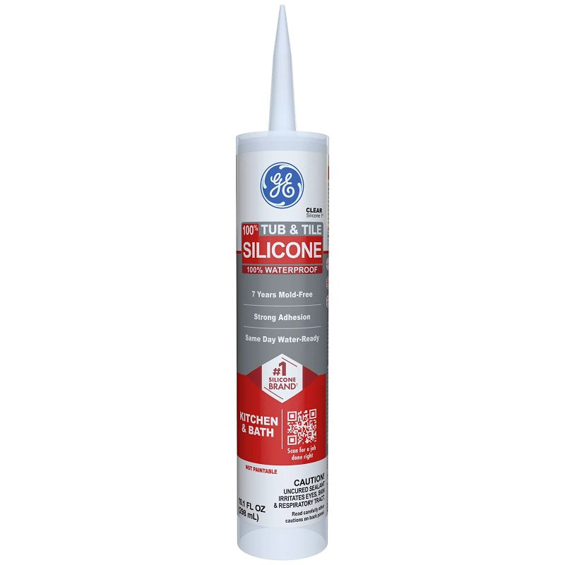 GE Sealants & Adhesives GE612 Tub & Tile Silicone 1 Sealant, 10.1oz, Clear