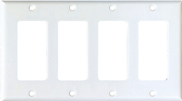 Cooper 2164W Electrical Wall Plate, Decorator, 4-Gang - White 2164W-BOX