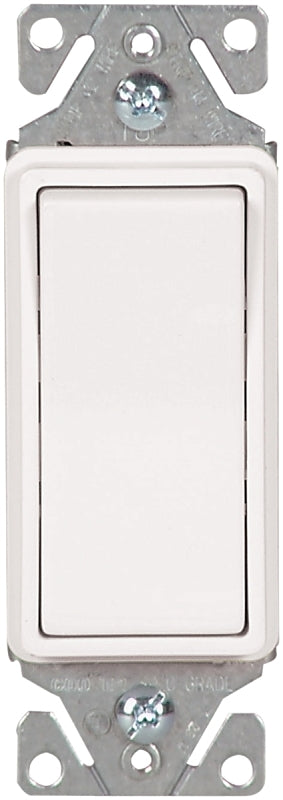 Eaton 7511W 15 Amp 120/277V Heavy-Duty Grade Single-Pole Decorator Lighted Switch with Back & Push Wire, White 7511W-BOX