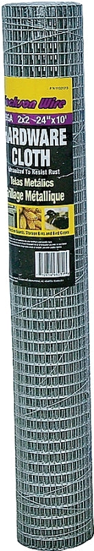 JACKSON WIRE 11031513 Red-Roll Hardware Cloth, 1/2 X 1/2 in Mesh, 24 in W X 10 Ft L, Galvanized, 1/2' x 24' x 10'