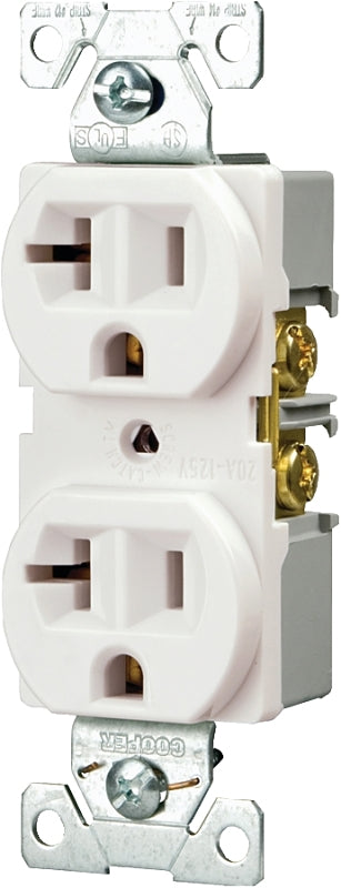 Eaton BR20W 20-Amp 125-volt Commercial Grade Straight Blade 3-Wire Duplex Receptacle, White