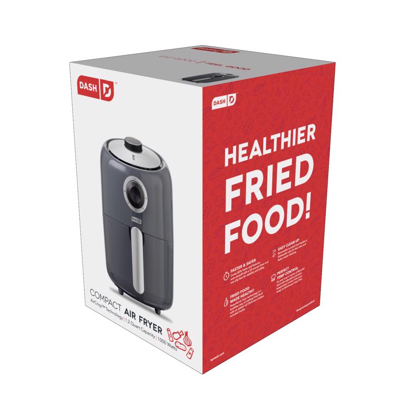 Dash Compact Air Fryer - Healthy Cooking with Auto Shut-Off Feature, Adjustable Temperature Control & Nonstick Fry Basket - Has AirCrisp® Technology - 2 Quart - Cool Grey