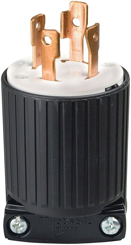 EATON L1430P Locking Electrical Plug, 125/250 V, 30 A, 3 P, 4 W, Black And White