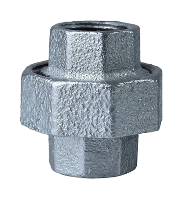 WORLDWIDE SOURCING 34B-1/2G Ground Joint Pipe Union, 1/2 in, Threaded, 150 Psi, Malleable Iron, Galvanized