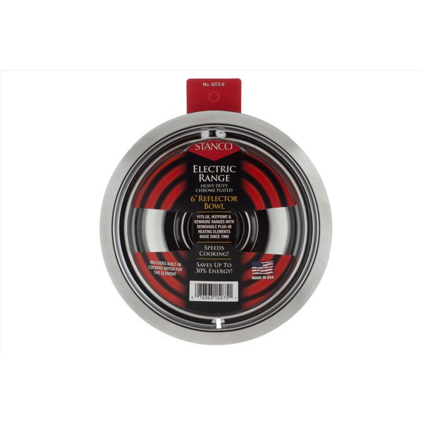 Stanco Range Reflector Bowl Fits Ge, Hotpoint & Kenmore Ranges Produced Since 1990 Hd Chrome, Porcel 5075-6
