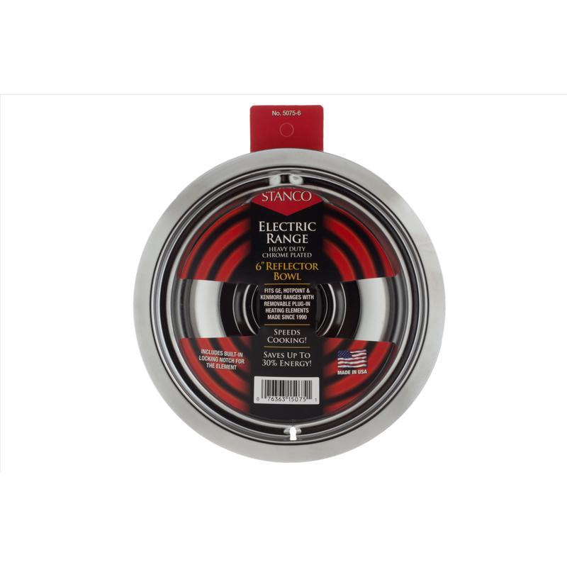 Stanco Range Reflector Bowl Fits Ge, Hotpoint & Kenmore Ranges Produced Since 1990 Hd Chrome, Porcel