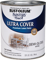 Rust-Oleum 1993502 Painter's Touch Brush Multi-Purpose Enamel Paint, 1 Quarts (Pack of 1), Semi-Gloss White, 32 Fl Oz