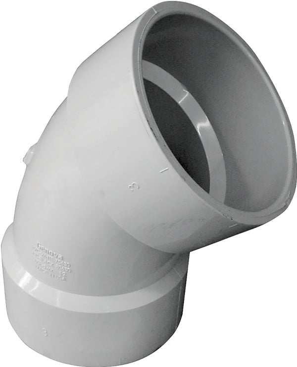 Canplas 192503 PVC DWV 45-Degree Bend HXH, 3.12-Inch, White