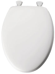 Mayfair Westport 1844EC Wood Toilet Seat with Easy Clean & Change Hinges, Elongated, White 144EC-000