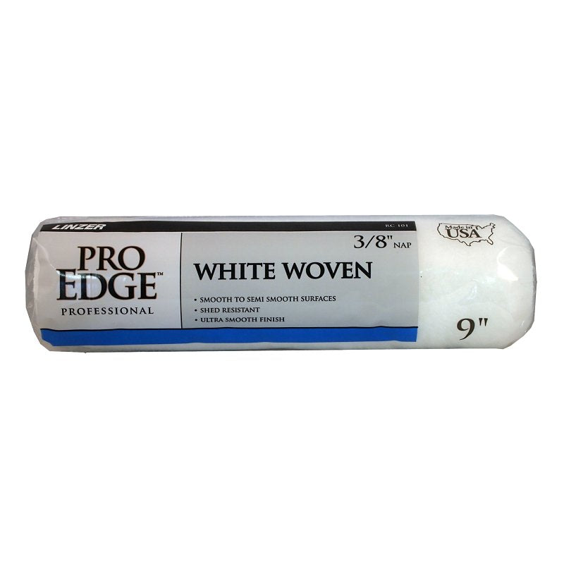 Linzer RC 101 0900 Rc101 Dripless Shed-Free Paint Roller, 3/8 in Nap, 9 in L, Woven Fabric Cover, 9" x, White