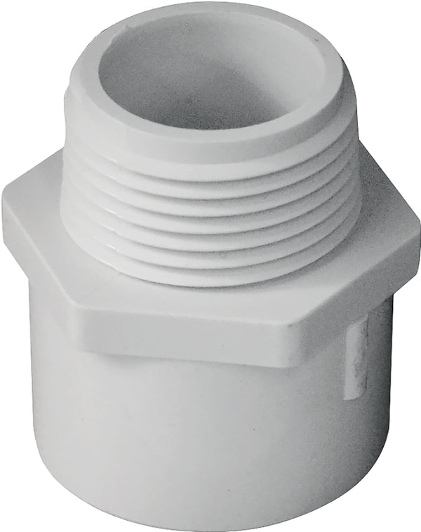 LASCO Pipe Adapter, 1 in, MPT X Slip, PVC, White, SCH 40 Schedule, 450 PSI Pressure 436010BC