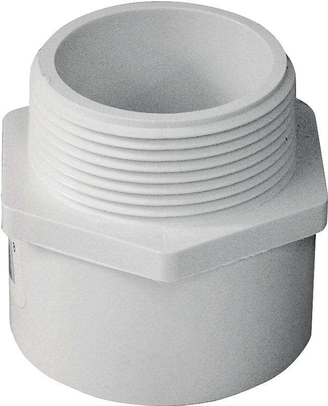 Spears 436 Series PVC Pipe Fitting, Adapter, Schedule 40, White, 1-1/2" NPT Male x Socket 436015BC