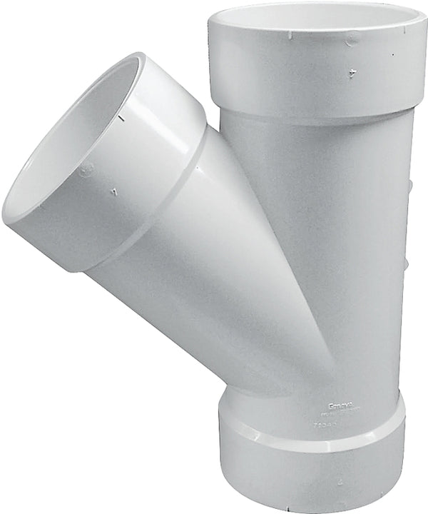 Canplas 192304L PVC DWV Y Long HXHXH, 4-Inch, White