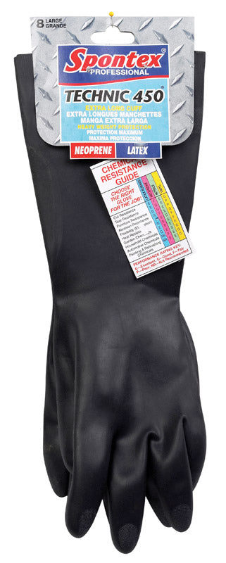 Spontex Technic Gloves 450 Heavy Neoprene, Cotton Flock Lining Large Carded