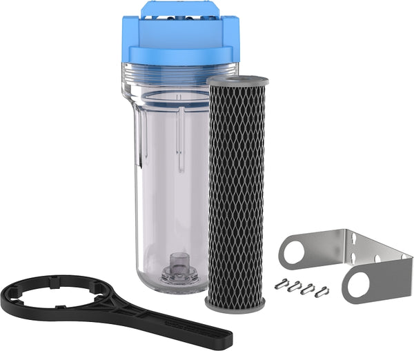 Pentair OMNIFilter U25 Filter System, 10" Standard Whole House Water Filtration System with Built-in Shut Off Valve, 3/4" NPT, Includes Housing, TO1 Cartridge, Wrench and Mounting Bracket, 5 Micron U25-S-S18