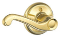 Schlage F170 FLA 605 LH Left Handed Flair Door Lever, One Sided Non-Turning Dummy Door Handle, Bright Brass