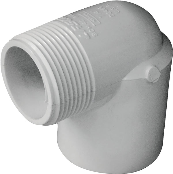 Genova LASCO 410012BC Street Pipe Elbow, 1-1/4 in, Slip x MIP, 90 deg Angle, PVC, SCH 40 Schedule