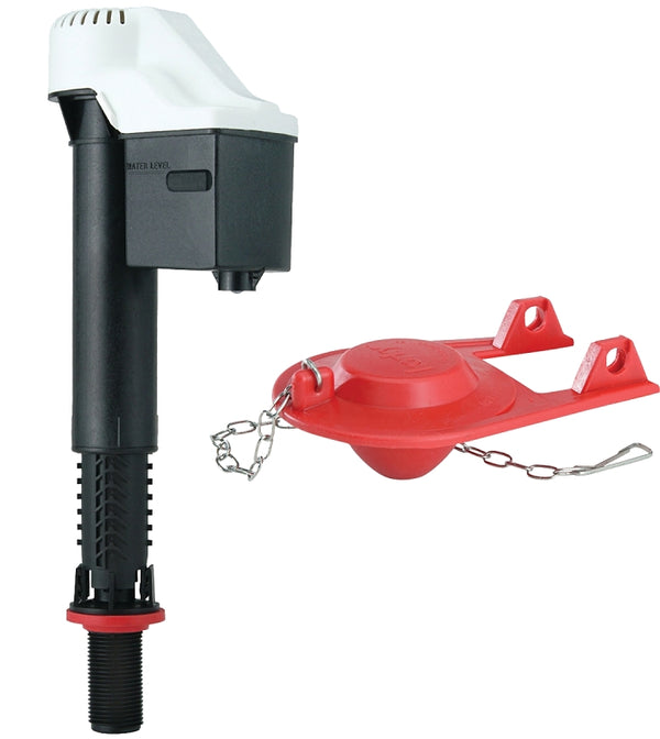 Korky 818BP QuietFILL Universal Toilet Fill Valve and Premium Flapper Easy to Install and Quiet-Made in USA, 2 Inch, Black