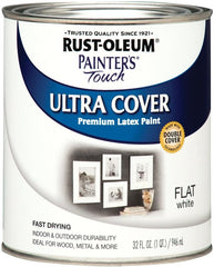 Rust-Oleum 1990502 Painter's Touch Latex Paint, Quart, Flat White 32 Fl Oz (1 Quarts Pack of 1)