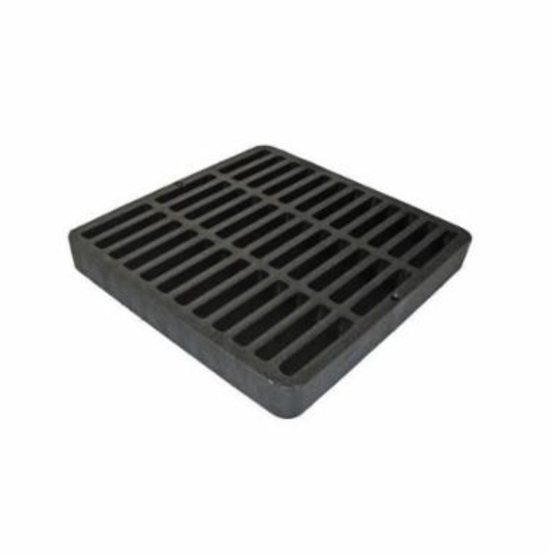 NDS 980G Square Grate, Diamond Design, Fits Catch Basin Drain, Risers and Low Profile Adapter, 9 Inch, Black Plastic, 9