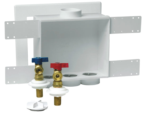 Oatey 38529 Quadtro, 1/4 Turn, Copper Washing Machine Outlet Box,White 38529/38934
