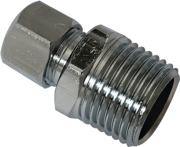 Plumb Pak PP74PCLF Straight Pipe To Tube Adapter, 1/2 X 3/8 In, Mip X Compression, Chrome Plated