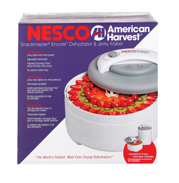 Nesco Snackmaster Encore Food Dehydrator 500 W 4 Trays Gray, Gray & White FD-61