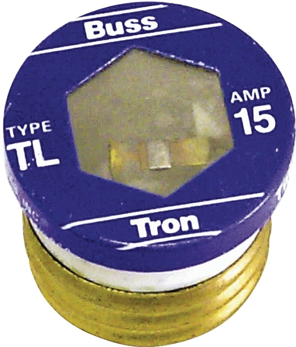 Bussmann BP/TL-15 15 Amp Time Delay, Loaded Link Edison Base Plug Fuse, 125V UL Listed Carded, 3-Pack
